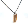 Sterling Silver 27.3 gram Necklace / Dog Tag Brown Enamel with Chocolate Cubic Zirconium Pendant