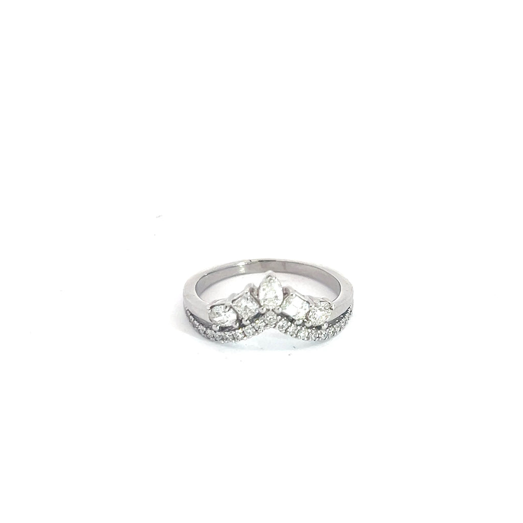 14k White Gold 1.00ct G VS2 Multi Shape Diamond (Pear, Emerald, Round, Princess Cut) Tiara Ring