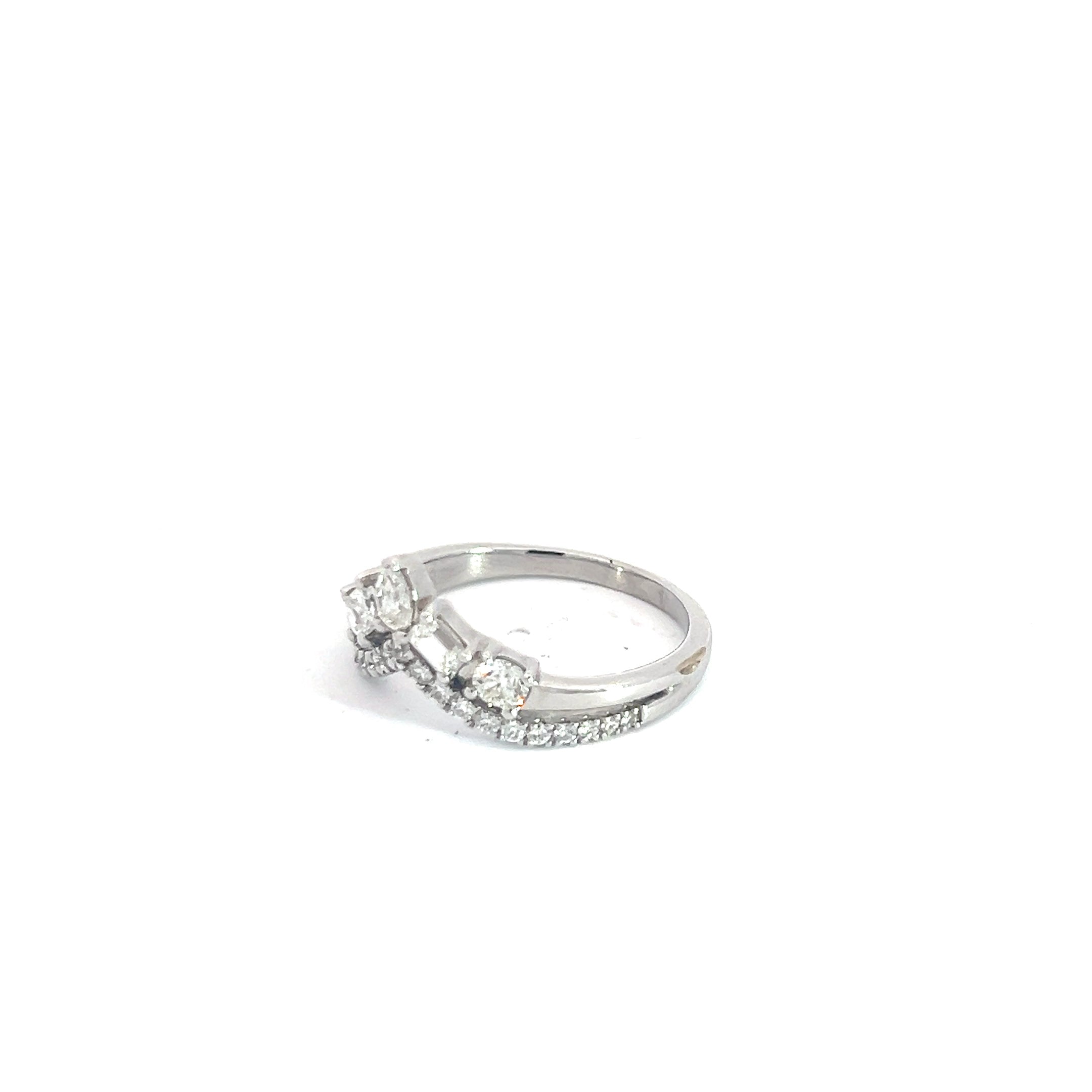14k White Gold 1.00ct G VS2 Multi Shape Diamond (Pear, Emerald, Round, Princess Cut) Tiara Ring