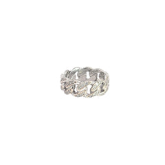 14k white gold 1.00ct G SI1 ROUND  Diamond Cuban link ring