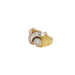 18K TWO TONED Vintage .75ct F VS2 Round Diamond  Owl Ring