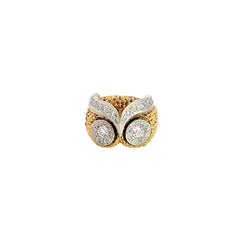 18K TWO TONED Vintage .75ct F VS2 Round Diamond  Owl Ring