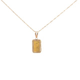 Ladies 14k yellow gold pure gold frame necklace