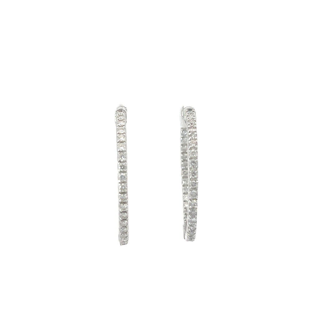 14k White Gold 1.50CT HVS2 1 1/2 INCHES IN/OUT DIAMOND HOOPS