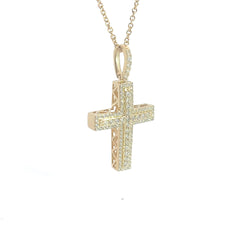 14k Yellow Gold 1.00ct G VS2 Round Diamond Cross Pendant 1 1/4 x 3/4 inch