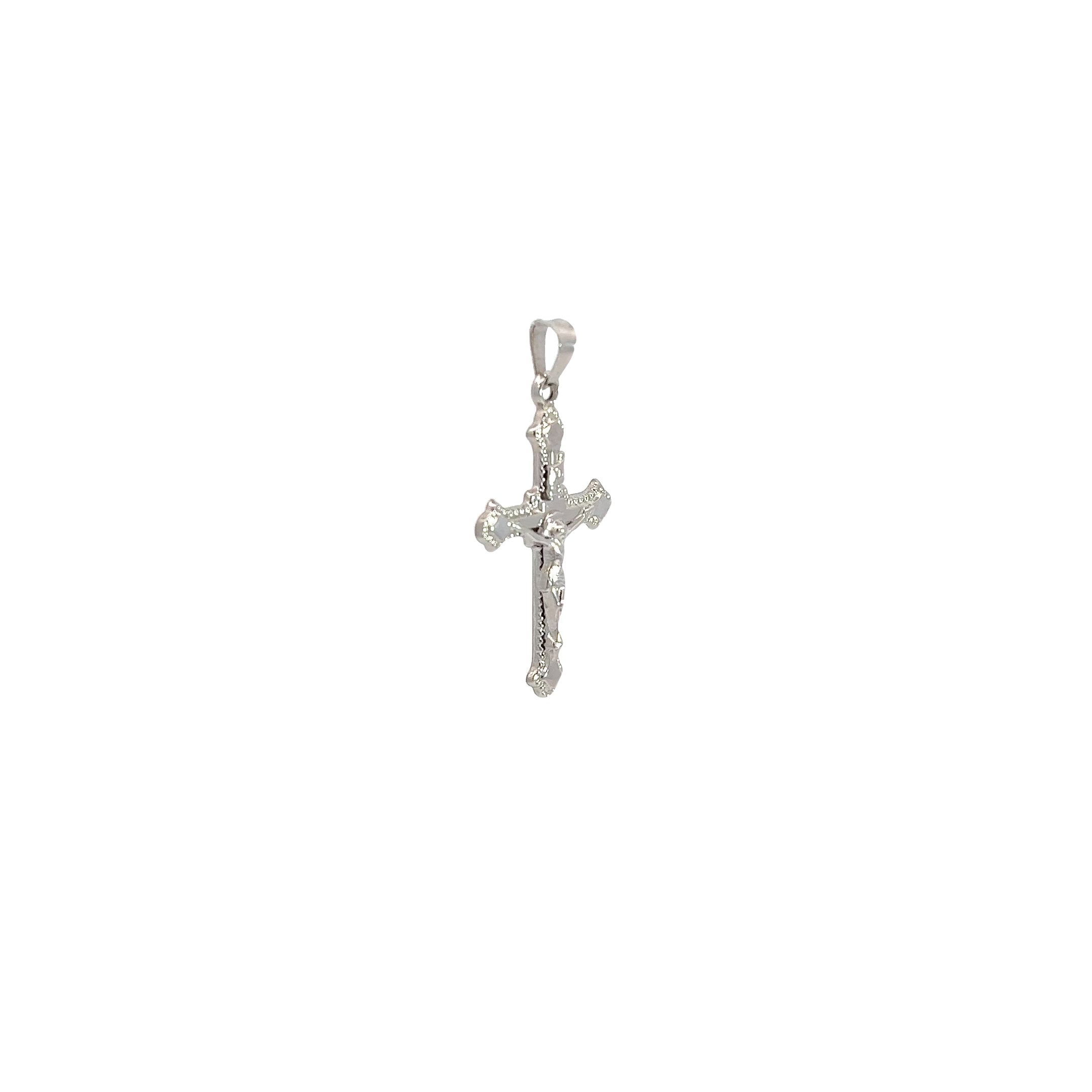 14k White Gold Polished Cross Necklace