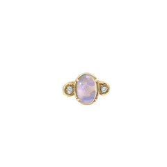 18k Yellow Gold 2.30ct Oval Shape Jelly Opal and .13ct G SI1 Round Diamond Vintage Ring