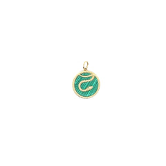 14KY MALACHITE AND TSA SNAKE PENDANT 20MM