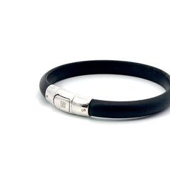 18k Black Rubber Bracelet (Lock) 7 1/2 inch