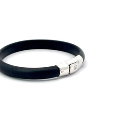 18k Black Rubber Bracelet (Lock) 7 1/2 inch