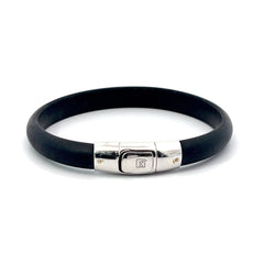 18k Black Rubber Bracelet (Lock) 7 1/2 inch