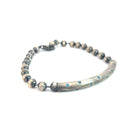 Sterling Silver 17.1 gram (11) Round Blue Stone on a Bar Beaded Men Bracelet