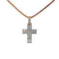 14k Rose Gold 2.00ct F VS2 Round and Baguette Diamond Cross Necklace