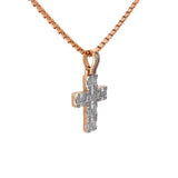 Mens 14k Rose Gold Diamond Cross Necklace