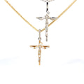 14k White or Yellow Gold 1.55CT E VS1 Baguette and Round Diamond Cross Pendant