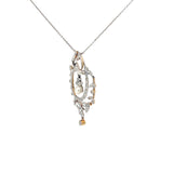Ladies 18k white gold Vintage Diamond and Pearl Necklace