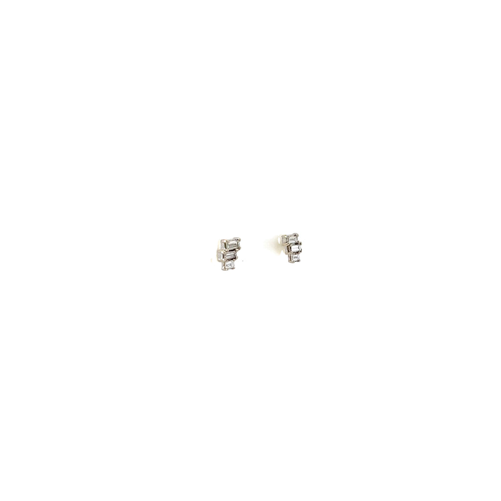 14K WHITE GOLD .35CT F VS2 BAGUETTE SHAPED DIAMOND EARRINGS
