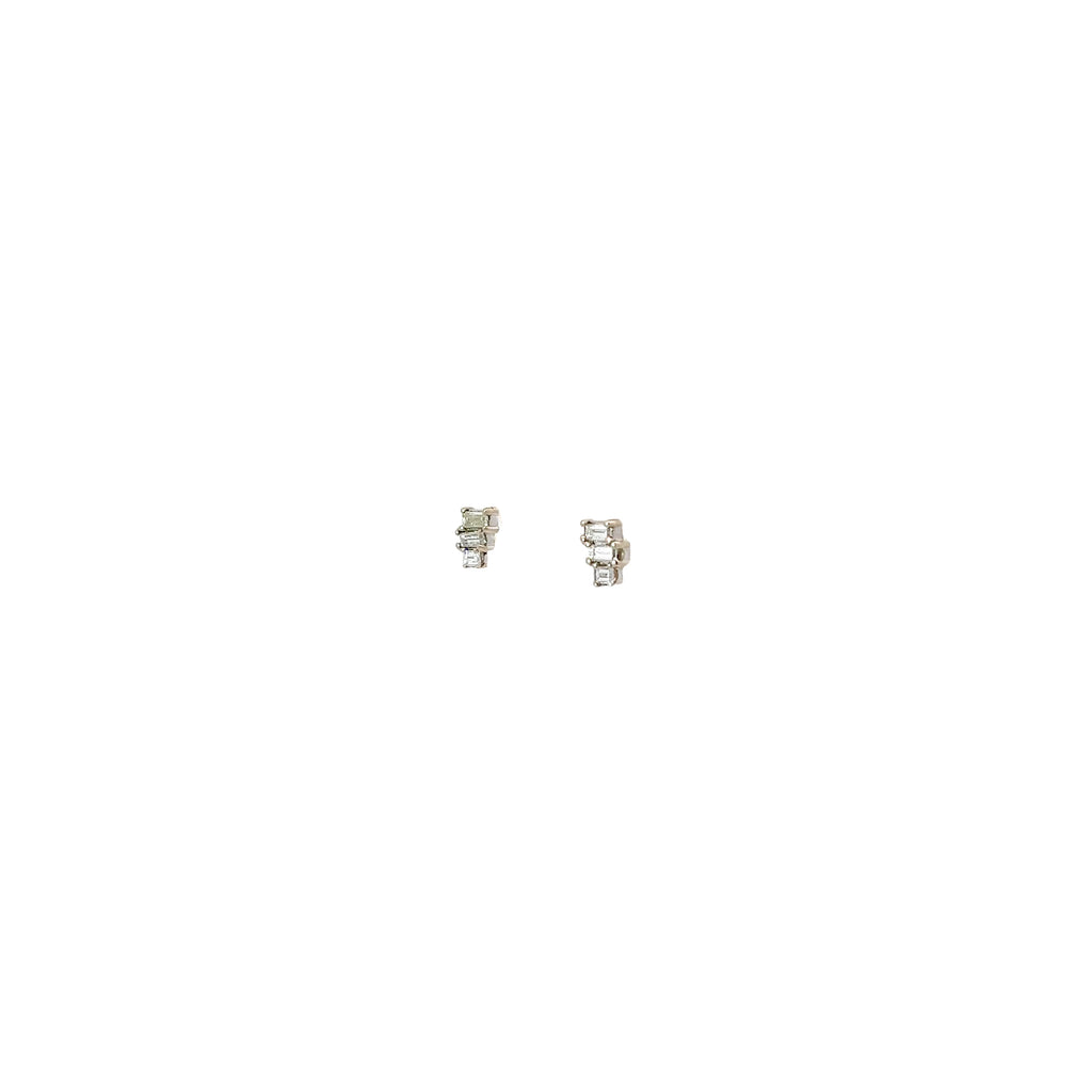 14K WHITE GOLD .35CT F VS2 BAGUETTE SHAPED DIAMOND EARRINGS