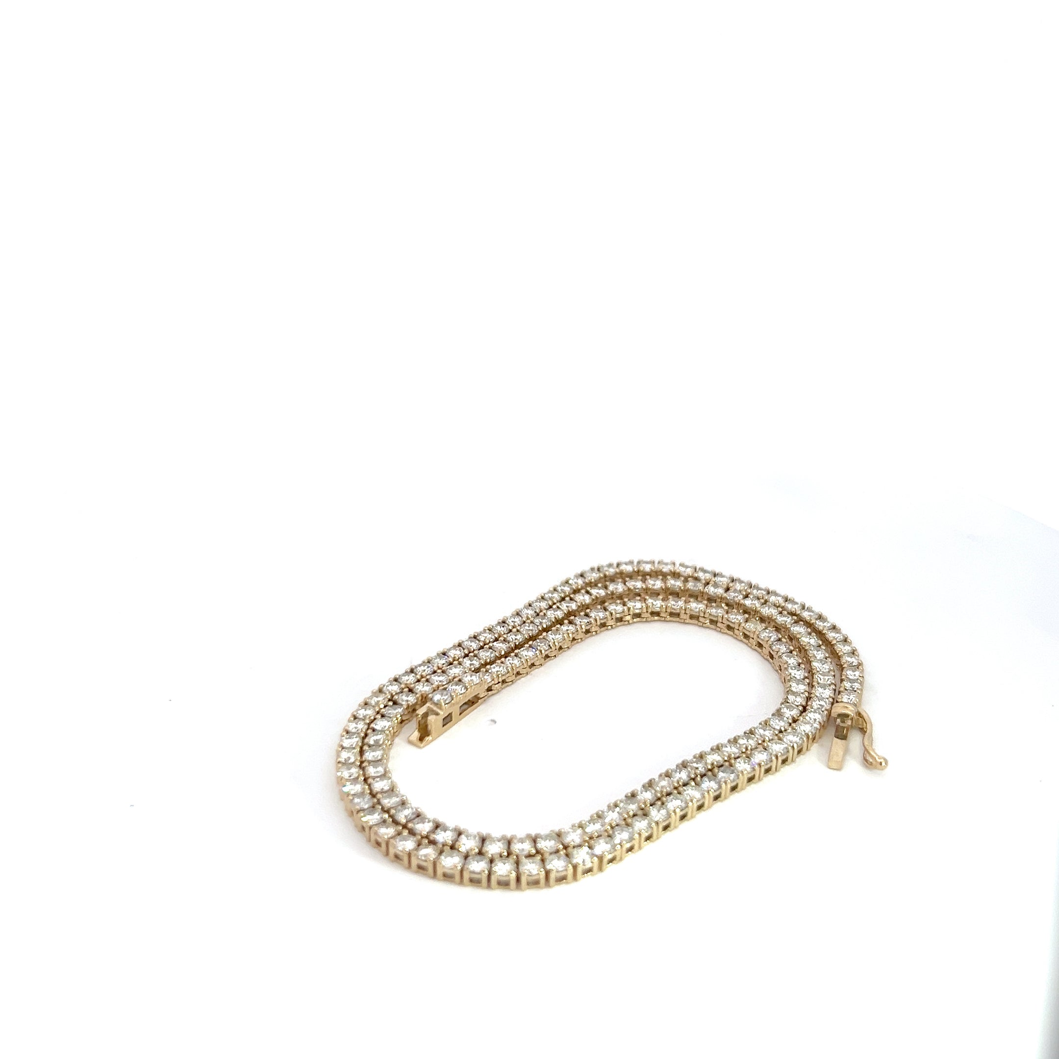 14k Yellow and White Gold 9.45ct H VS2 / SI1 Round 4-Prong Diamond Tennis Necklace 16" inch