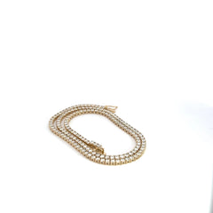14k Yellow and White Gold 9.45ct H VS2 / SI1 Round 4-Prong Diamond Tennis Necklace 16" inch