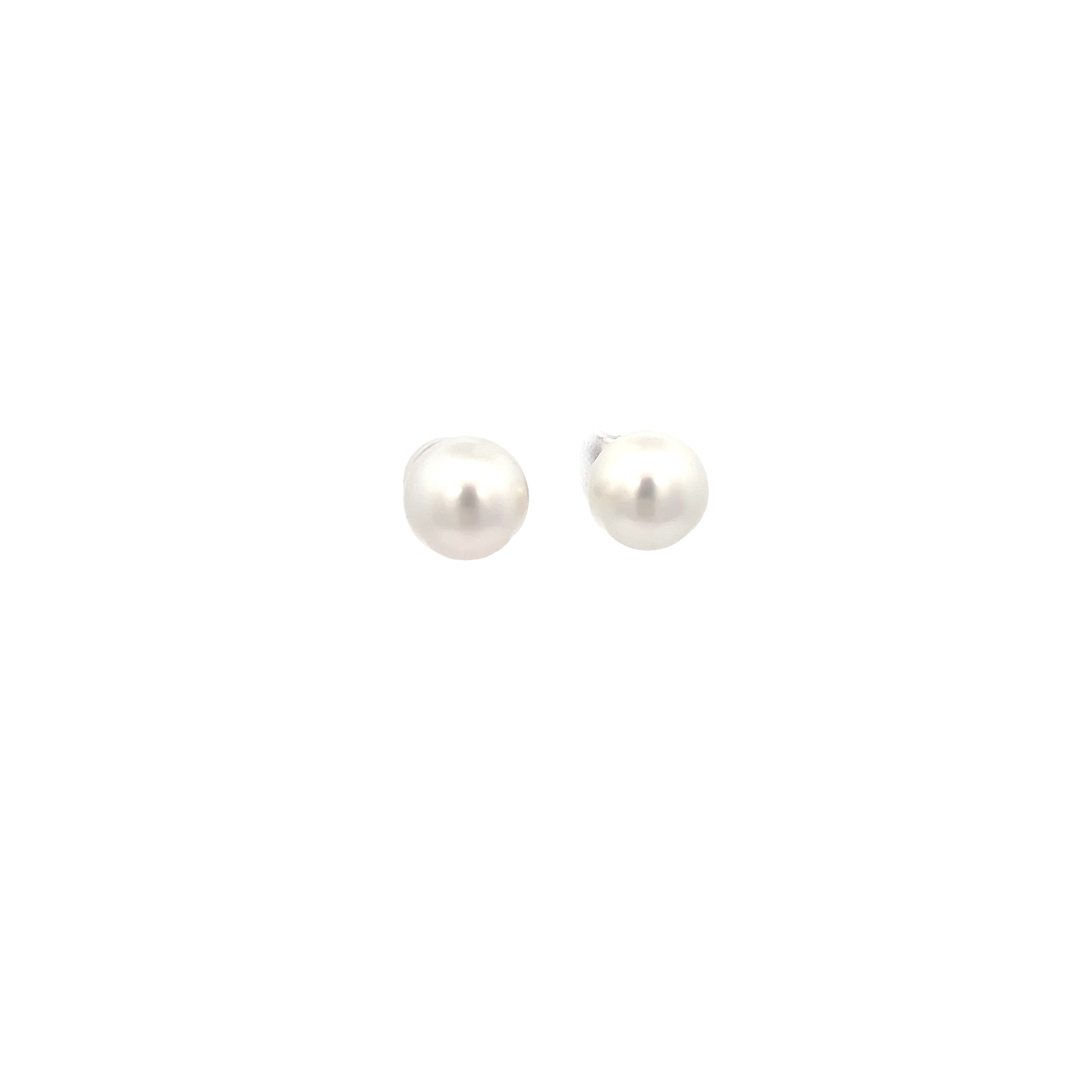 18k White Gold Natural Salt Water South Sea Pearl Stud Earrings 13mm