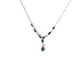 14K White  Gold  1.50ct Pear and Marquise Shape Sapphire and .15ct G SI1 Round Diamond Necklace