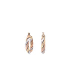 14K TRI-COLOR 3 GRAM BRAIDED HOOP EARRING 1 INCH