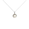 14k White Gold .50ct G SI1 Round Diamond and Fresh Water Pearl 10mm Necklace