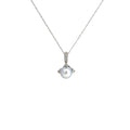 14k White Gold .10ct H SI1 Round Diamond and South Sea Water Gray Pearl 7.5mm Necklace