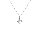 14k white gold .10ct H SI1 Round diamond and South Sea Water Gray pearl 7.5mm necklace