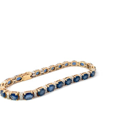 14k Two Tone 10.00ct Oval Blue Sapphire and .50ct G SI1 Round Diamond Bracelet