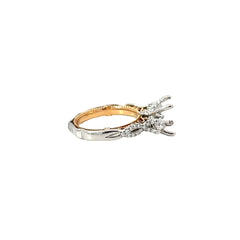 Platinum/ 18k Rose Gold .83ct G/H VS 1 Round Diamond Venetian Lace Bead Semi-Mounting Ring