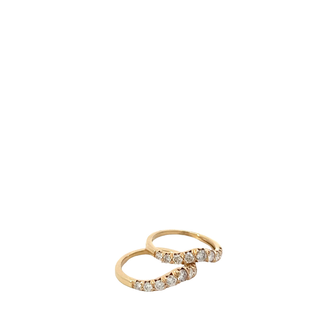14k Yellow Gold .50ct F VS2 Round Diamond Curved Wedding Band