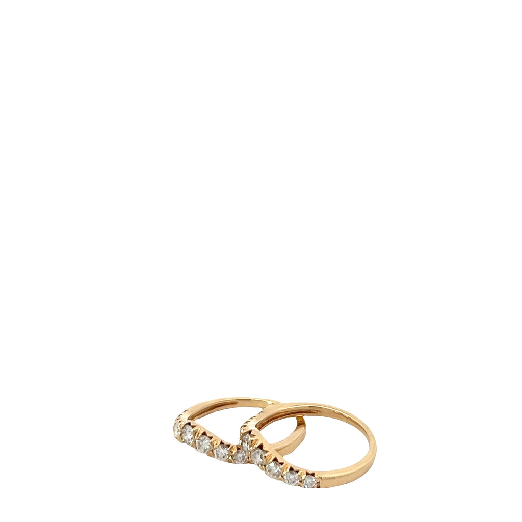 14k Yellow Gold .50ct F VS2 Round Diamond Curved Wedding Band