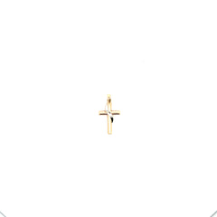 14k Two-Tone Hollow Cross with Drape Charm