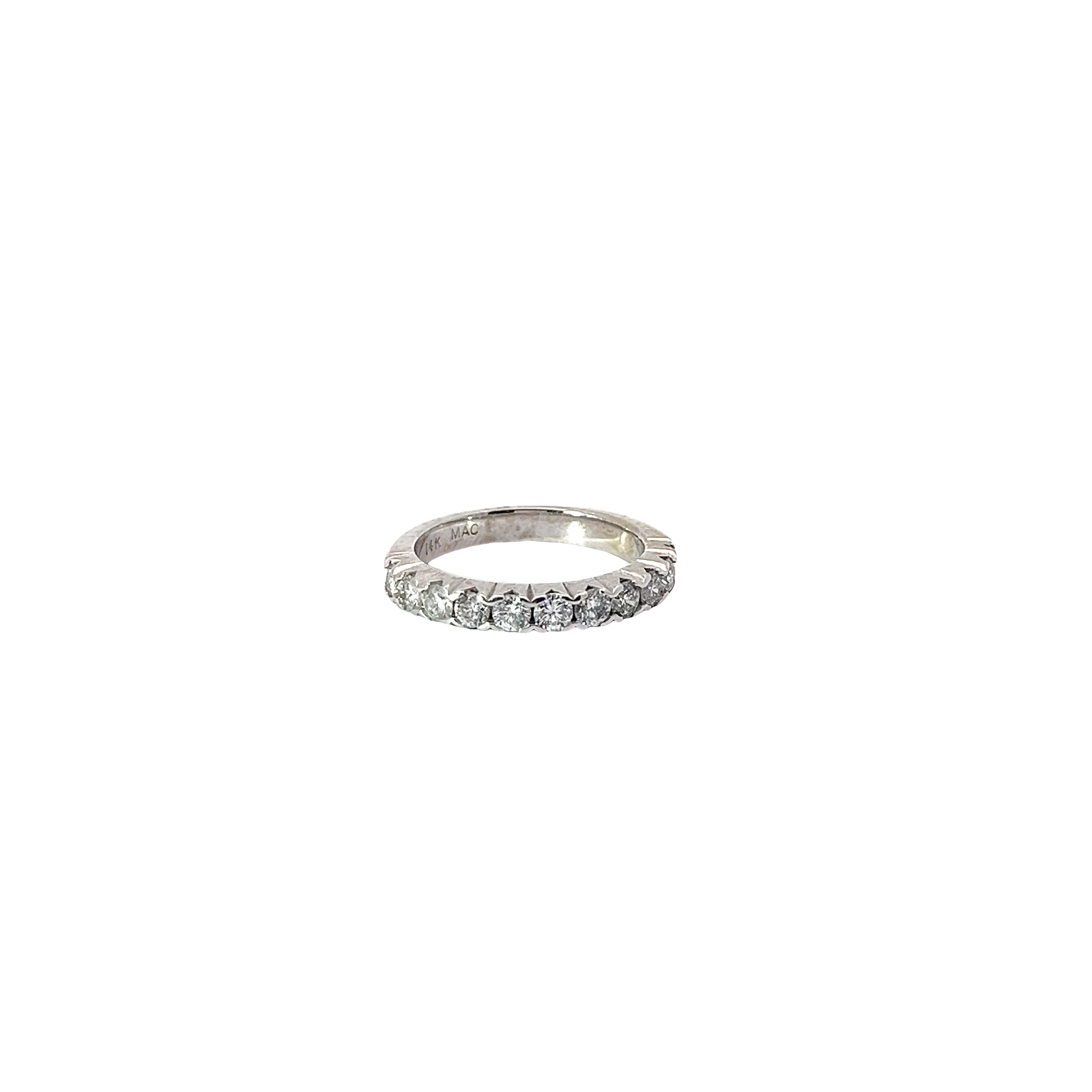 14k White Gold .85cts G VS2 Round Diamond Wedding Band Size 6