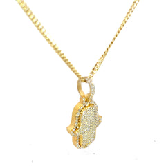 14k Yellow Gold 1.50ct G VS2 Round Diamond Pave Set Khamsa 10.6 grams