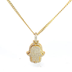 14k Yellow Gold 1.50ct G VS2 Round Diamond Pave Set Khamsa 10.6 grams