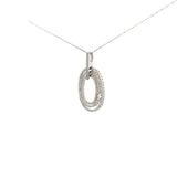 14k White Gold .50 H SI 1 Round Diamond Oval Necklace