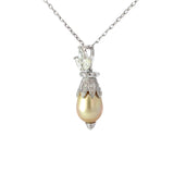 18k White Gold 1.50ct H SI1 Round Diamond and Natural Salt Water South Sea 12mm Pearl necklace