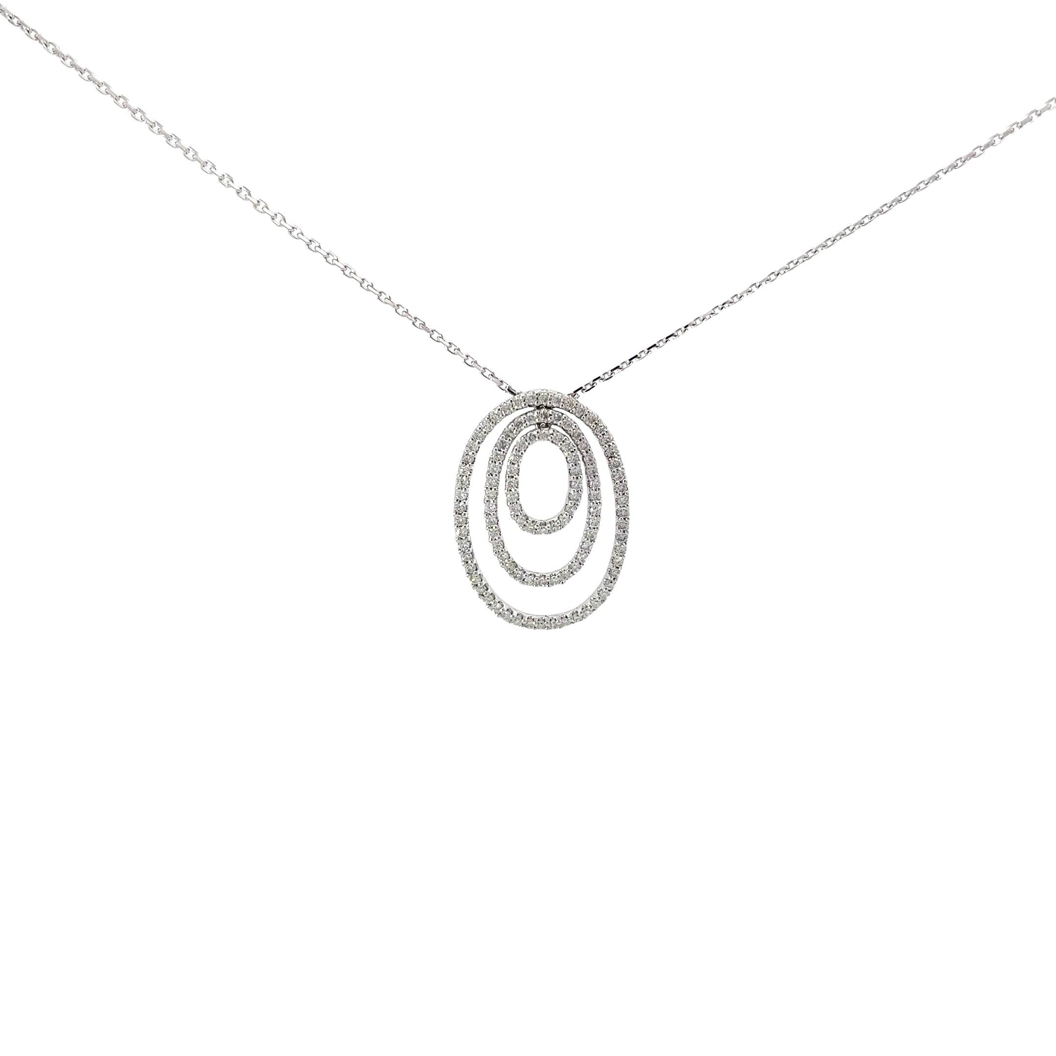 14k White Gold .50ct H SI1 Round Diamond Oval Necklace