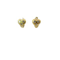 18k Yellow Gold 1.30ct G SI1 Round Diamond Heart Puffed Matted Huggies Earrings