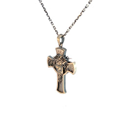Sterling Silver 9.7 gram Necklace /Cross with Jesus Face Pendant