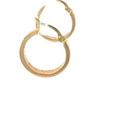 14k Yellow Gold Squared Round Hoop Earrings 3mm 3/4"inch 2 gram