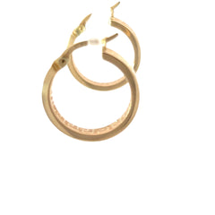 14k Yellow Gold Squared Round Hoop Earrings 3mm 3/4"inch 2 gram