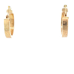 14k Yellow Gold Squared Round Hoop Earrings 3mm 3/4"inch 2 gram