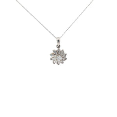 18k White Gold.58ct Baguette F SI1 Diamond and .42ct F SI1 Round Diamond Necklace