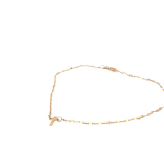10k Yellow Gold Anklet Bracelet with Sideways Cross 10"inch .04 gram
