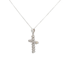 14k White Gold 1.08ct G SI1 Round Diamond Cross Necklace