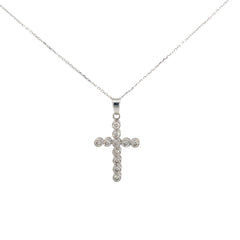 14k White Gold 1.08ct G SI1 Round Diamond Cross Necklace